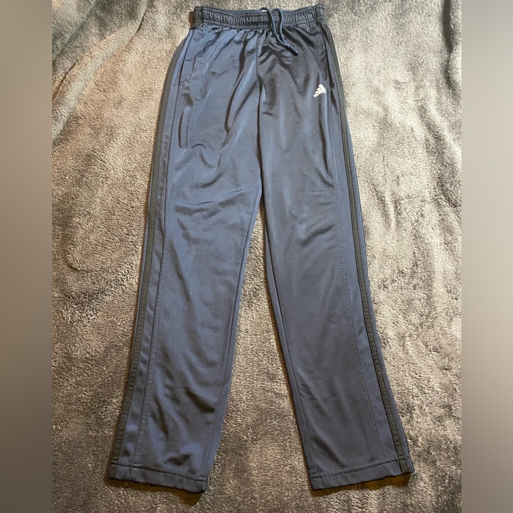 Adidas Straight 3-Stripes Track Pants in Black with Black Stripes Unisex Small
